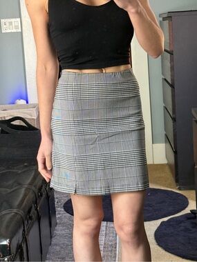 Topshop Black and White Checkered Mini Skirt